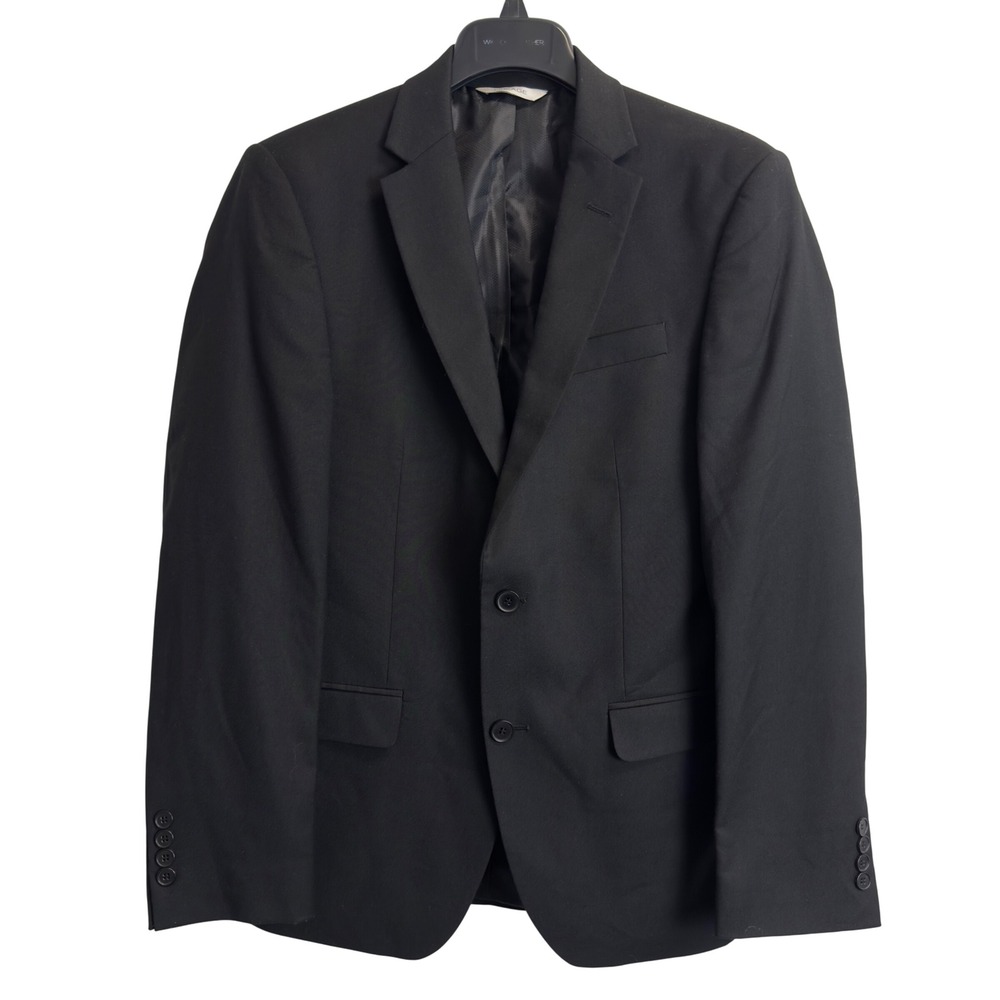 Lineage Mens 38R Black Twill Blazer Jacket‎ Notch Lapel Professional Sport Coat